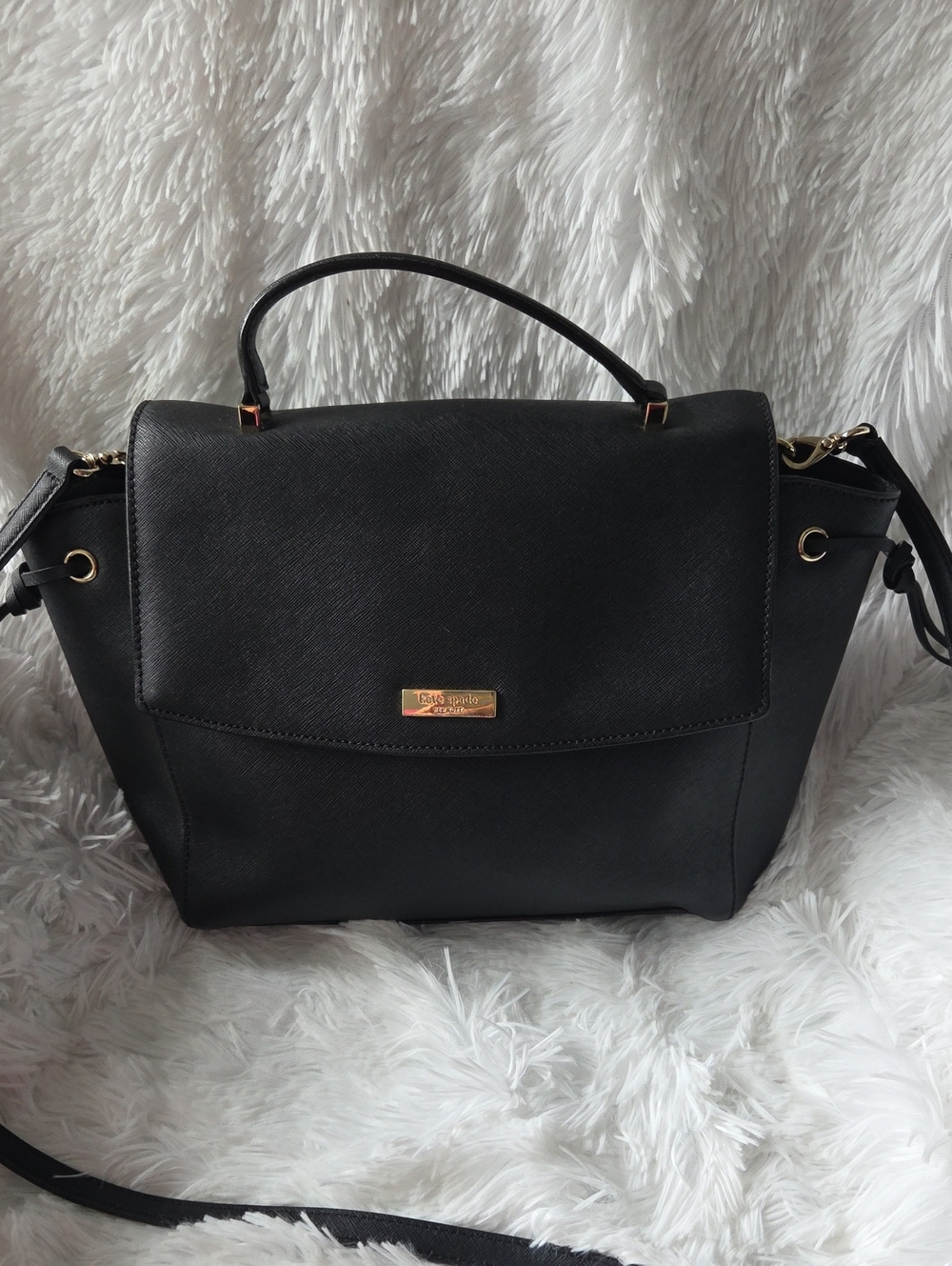 Kate Spade Safiano Leather Black Structured Top-Handle Women’s Satchel